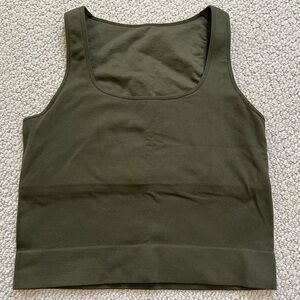 DSG Olive Ribbed Scoop Neck Tank Top